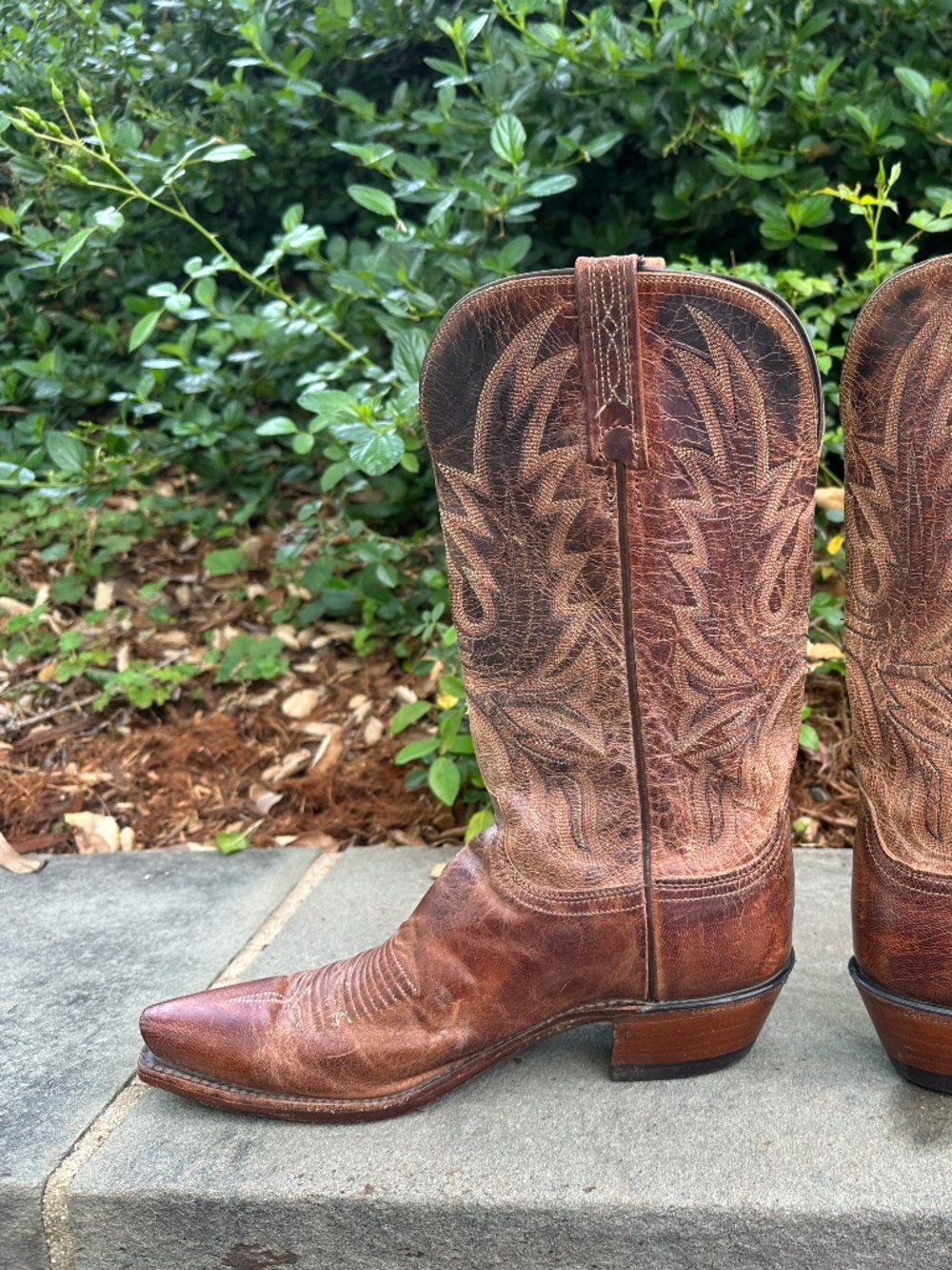 LUCCHESE 1883 Leather Cowboy Boots 8 - Picture 2 of 16